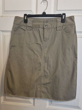 DKNY Olive Green Skirt with Raw Hem